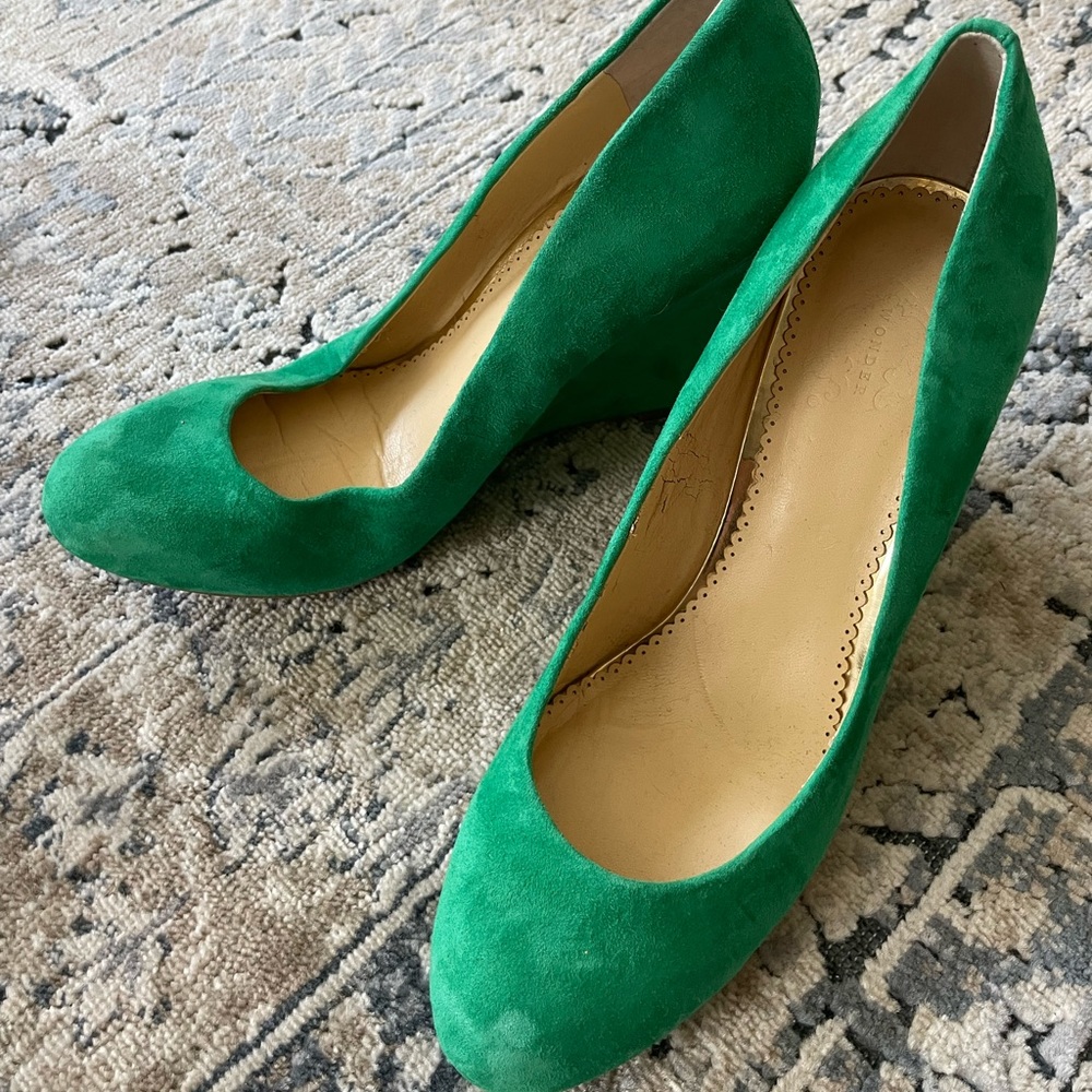 C. Wonder Green Suede Wedge